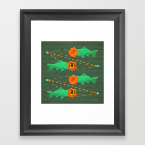 fishes and flowers color option Framed Art Print
