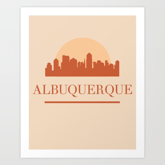 ALBUQUERQUE NEW MEXICO CITY SKYLINE EARTH TONES Art Print
