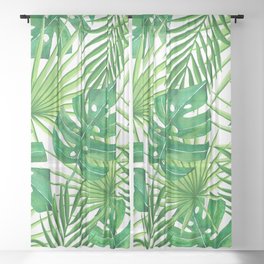 Tropical leaves Sheer Curtain