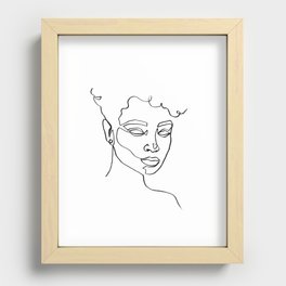 'Normani' Abstract Female Face One Line Drawing Recessed Framed Print