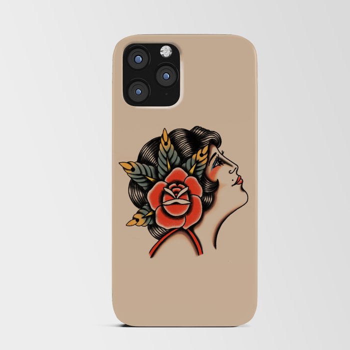American traditional lady head iPhone Card Case