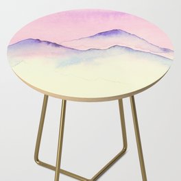 Purple Top Mountain Range In Watercolor Side Table