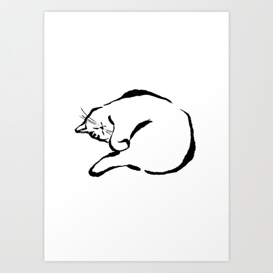 Sleeping Cat Art Print By Moonlightprint Society6