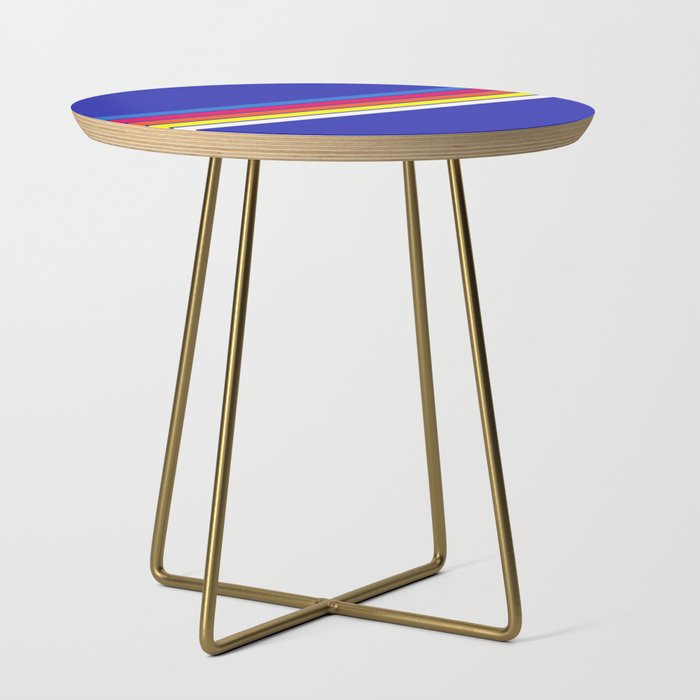 Bhluum - Classic 70s Summer Style Retro Stripes on Blue Side Table