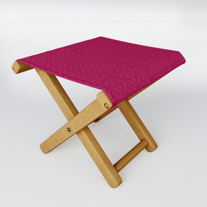 Retro Pattern Dark Raspberry Folding Stool