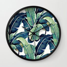 Banana leaves Wall Clock | Palm, Acrylic, Ink, Decor, Nature, Boho, Tropics, Abstract, Pattern, Banana 