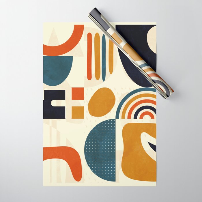 mid century shapes geometric abstract color 3 Wrapping Paper by Ana Rut