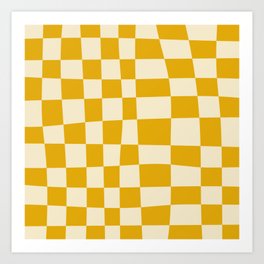 Abstract Checkerboard yellow Art Print