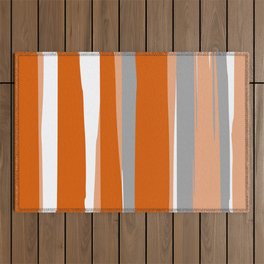 Stripes Abstract, Orange and Grey Outdoor Rug
