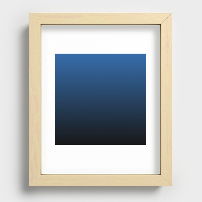 BLACK & NAVY GRADIENT. Dark Blue Ombre Pattern Recessed Framed Print