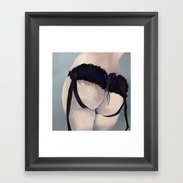 Butt 3 - Cute butt bum in a lace-up corset outfit Framed Art Print