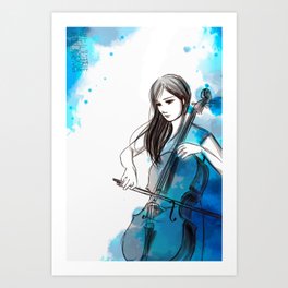 Mia and her cello Art Print