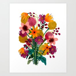 Orange and Purple Flower Bouquet Art Print
