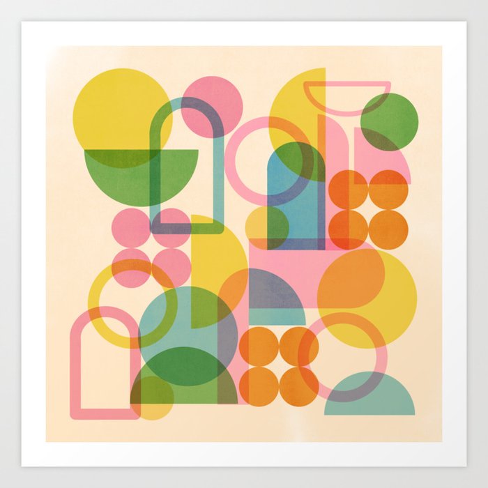 Simple Shapes Collage Art Print