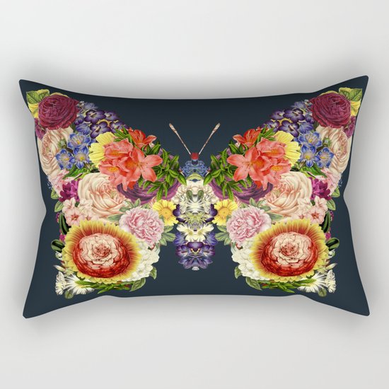 Spring Butterfly Floral Rectangular Pillow