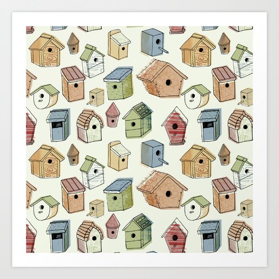 Bird Boxes Art Print