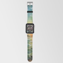 Vintage boath at the harbor painting Apple Watch Band