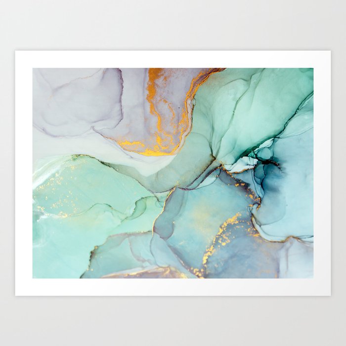 Abstract Blue Green Art Print By LandSartprints Art Print by