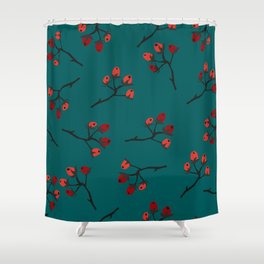 Seamless pattern with red berries Shower Curtain