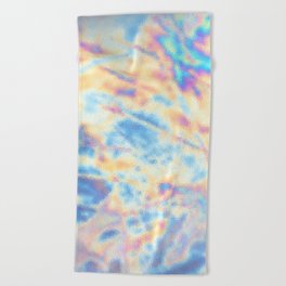 Holographic colorful oily marble pattern Beach Towel
