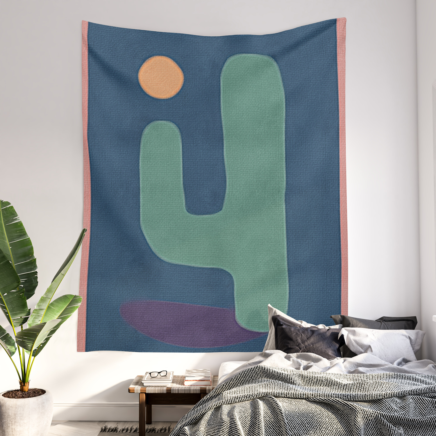 Moon Tapestry Cactus Wall Hanging Print Tapestries Bedspread Throw Home Decor 