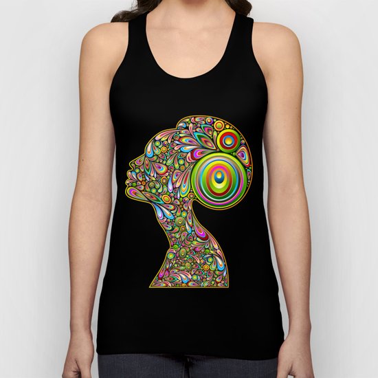 Woman Psychedelic Art Design Portrait Unisex Tank Top