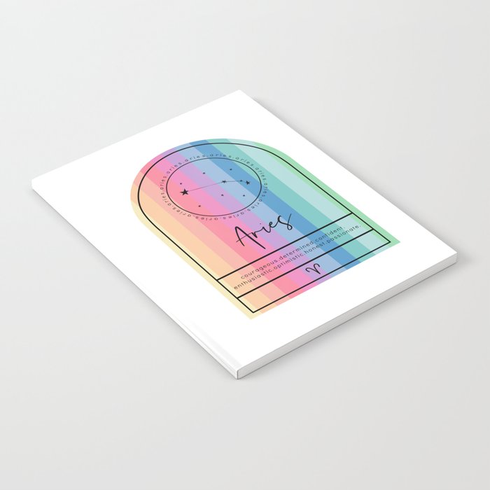 Aries Zodiac | Rainbow Stripe Notebook