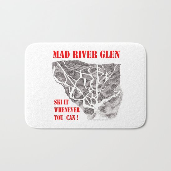 Mad River Glen Vermont, Ski it Whenever You Can! Illustration Bath Mat