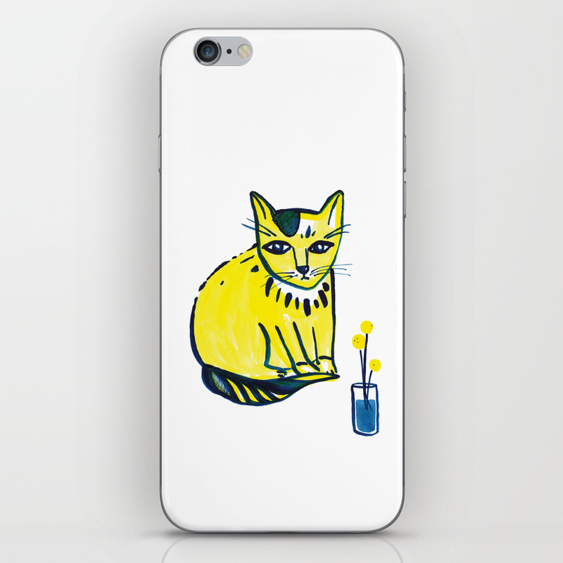Yellow Cat With Craspedia Iphone Skin By Mishazadeh Society6