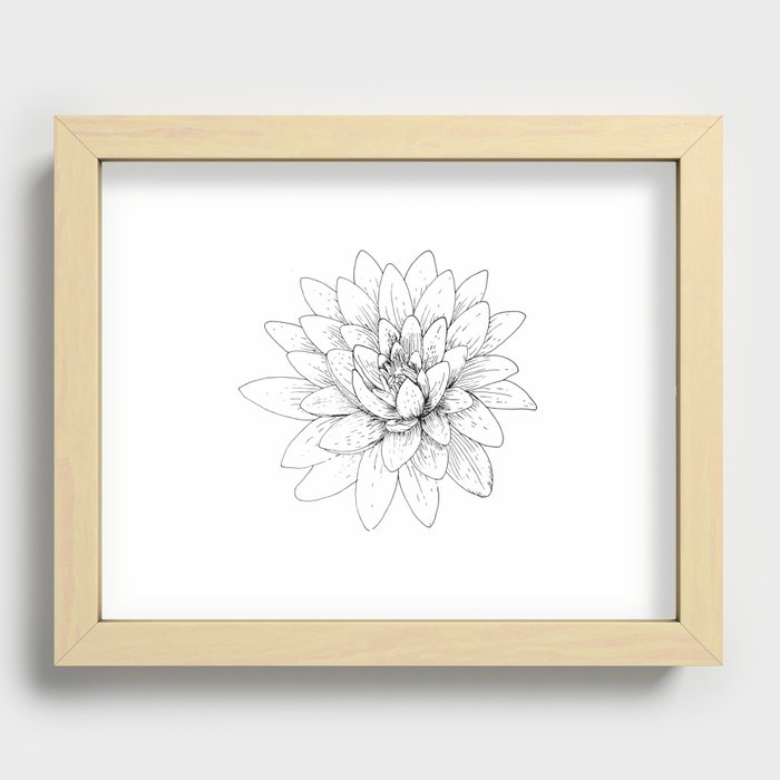 Black and White Lotus Flower Recessed Framed Print