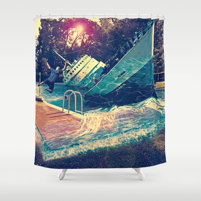 Sinking into the Pool Shower Curtain