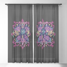 Psychedelic Neon Butterfly Sheer Curtain