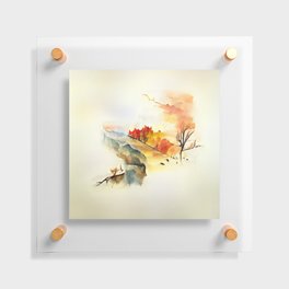 Autumn Nature Landscape in Watercolor Floating Acrylic Print
