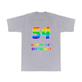 [ Thumbnail: HAPPY 54TH BIRTHDAY - Multicolored Rainbow Spectrum Gradient T Shirt T-Shirt ]