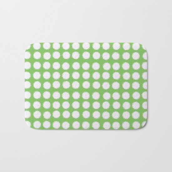 milk glass polka dots in light green Bath Mat