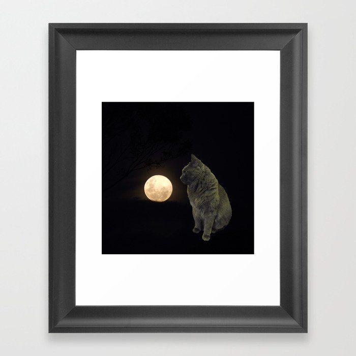 Moon cat Framed Art Print