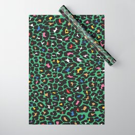 Tropical Jungle Leopard Animal - skin 80s 90s tribal summer Wrapping Paper | Green, Skin, 80S, Graphicdesign, Summer, Animal, 90S, Leopard, Kente, Beach 