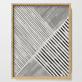 Black and White Stripes, Abstract Serving Tray