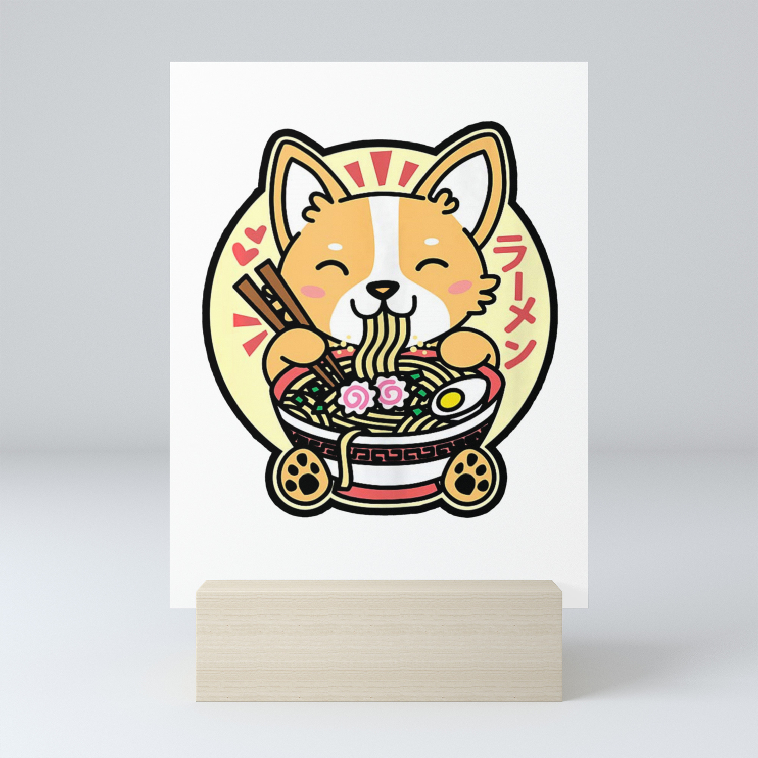 Kawaii Ramen Cute Anime Dog Corgi Japanese Noodles Mini Art Print By Duythetees Society6