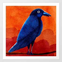 Vibrant Raven Bird Art Print