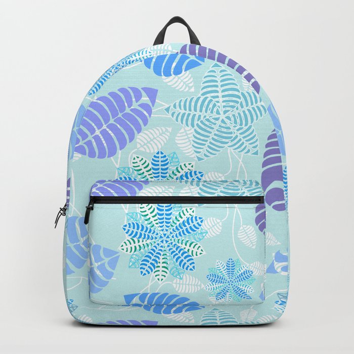 Abstract Floral Pattern Blue Green Purple Backpack