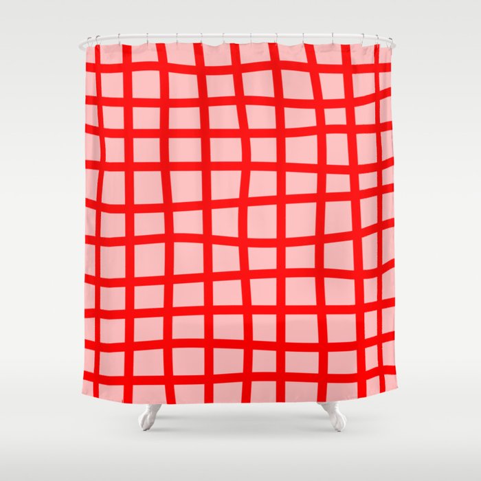 Abstract Plaid red Shower Curtain
