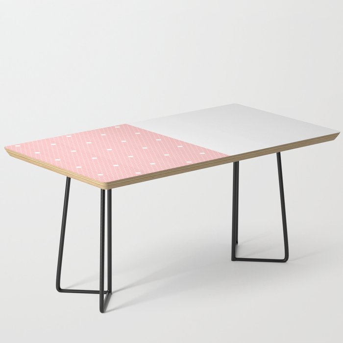 Lace Polka Dots on Pink and White Vertical Split Coffee Table