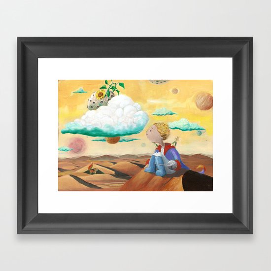 Little Prince with sunflower Framed Art Print
