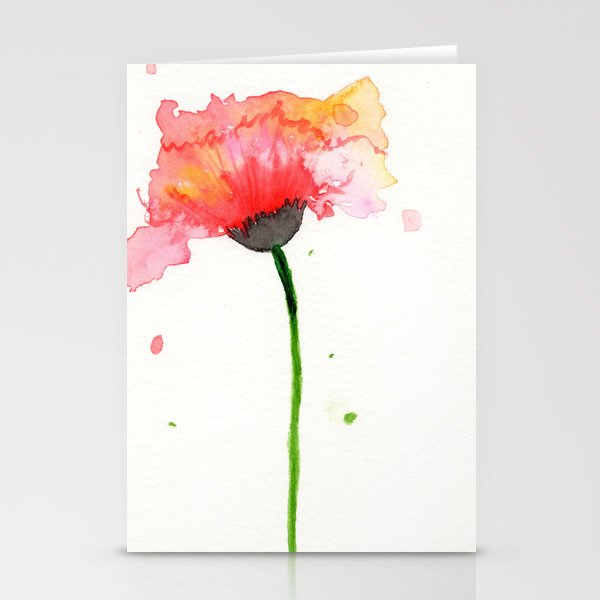 Loose Watercolour Poppy Painting Stationery Cards By Rtdesigns
