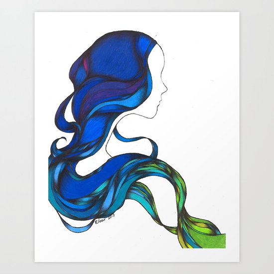 Hair Like the Sea Art Print