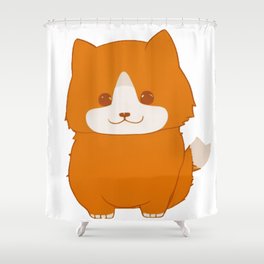 A cute and simple chibi portrait drawing of a dog Shower Curtain