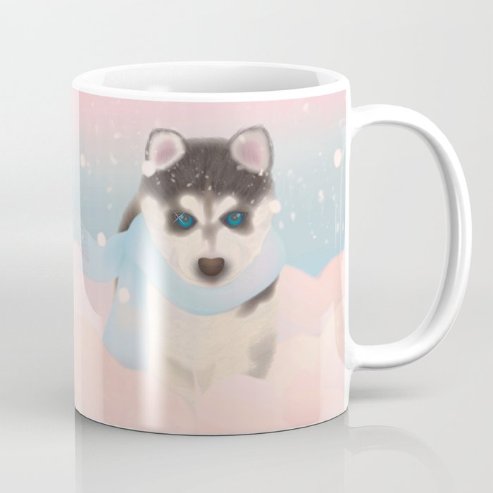 Husky Puppy in Snow Coffee Mug