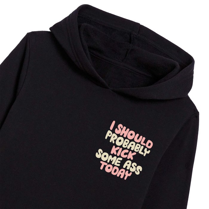 I Should Probably Kick Some Ass Today in orange peach and vanilla Kids Pullover Hoodie