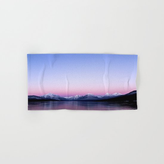 pastel mountain lake sunset Hand & Bath Towel